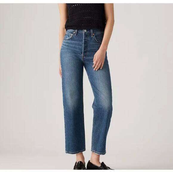Levi's Ribcage Straight Ankle Medium Wash Blue 28 - Picture 1 of 5